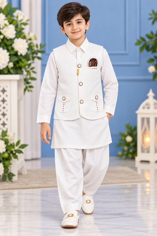 Best Quality Tropical Shalwar Kameez with Waist Coat for Boys