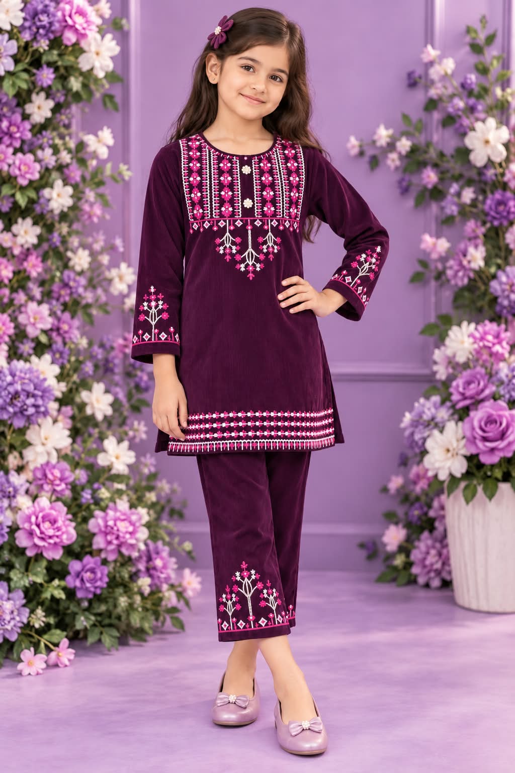 Cotrai Velvet Shalwar Kamees for Girls