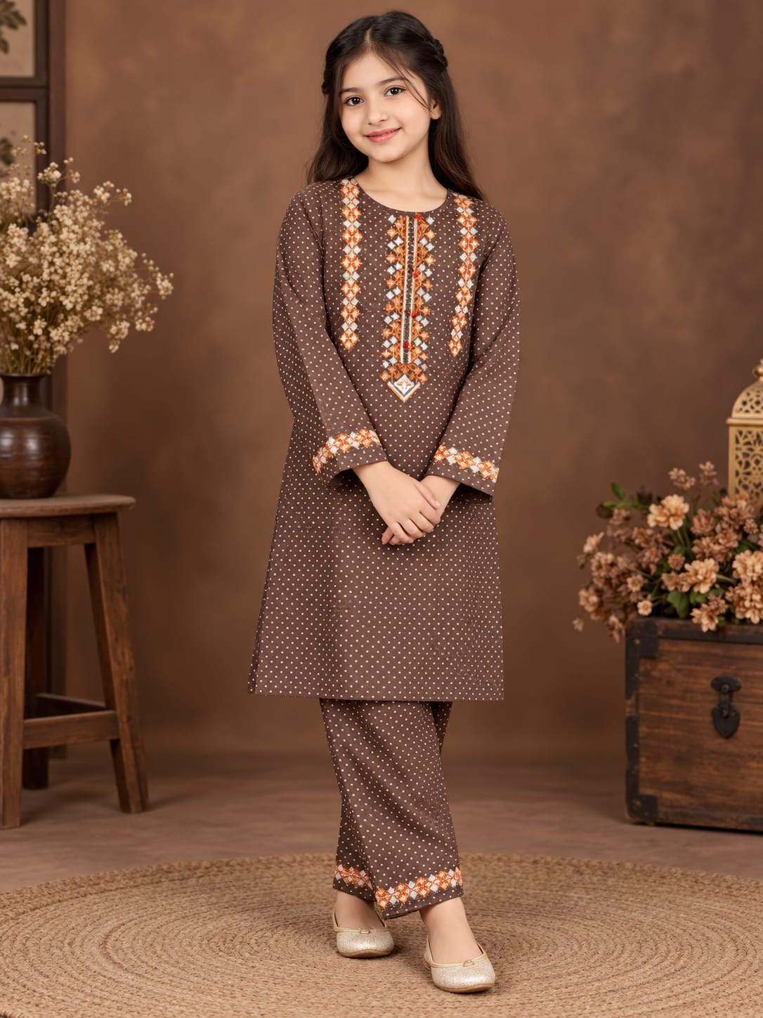 Cotrai Velvet Shalwar Kamees for Girls
