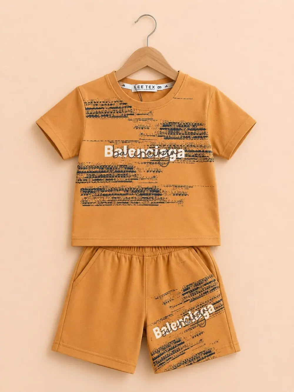 Boys’ “Sunshine” Graphic Tee & Brown Cargo Shorts Set