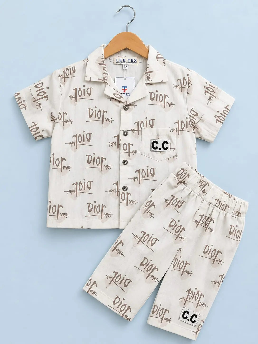 Boys’ Blue Tie-Dye Cuban Collar Shirt & Shorts Set